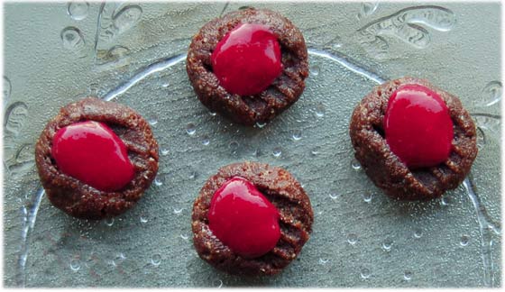 Carob Cookies with Raspberry Topping